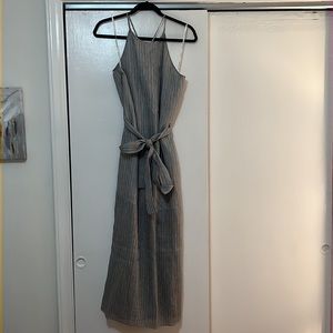 Halston Heritage charcoal mini stripe halter dress